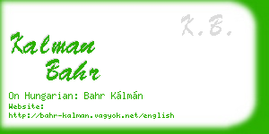 kalman bahr business card